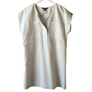 NWT Banana Republic Factory Linen Blend Shift Dress in Alabaster Size S Petite